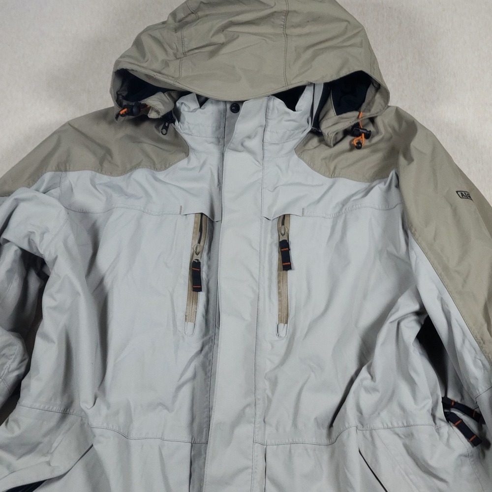 Aigle Hooded Mountain Parka Jacket Grey Khaki Gorpcore Technical Shell Mens XL